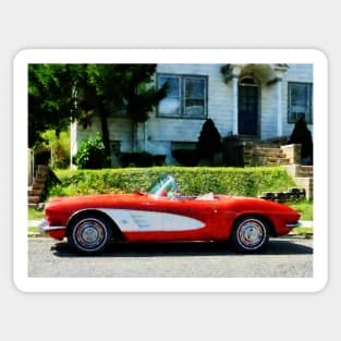 Cars - Red and White Corvette Convertible Sticker